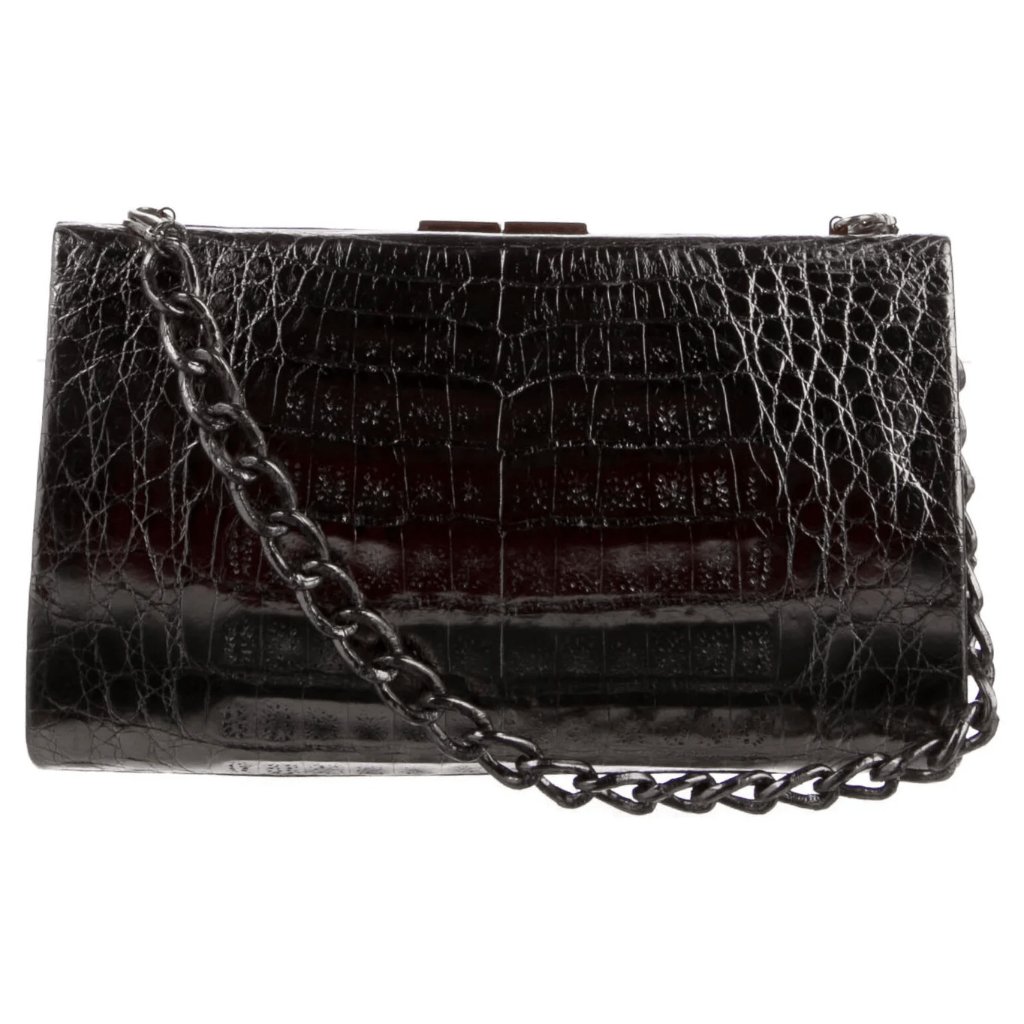 Nancy Gonzalez Crocodile Chain-Link Clutch